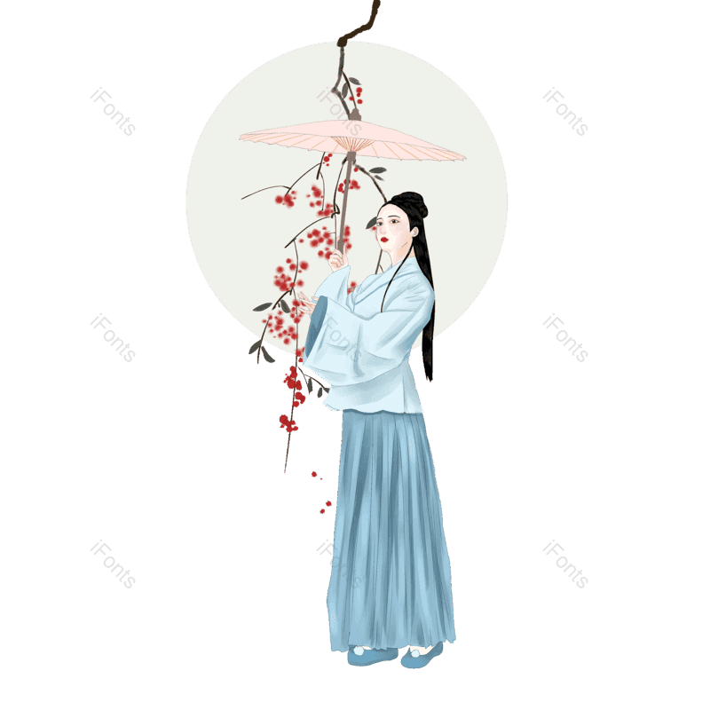 女人图片,古风元素,手绘PNG,免抠素材